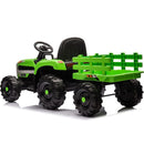 Ride on Tractor with Trailer,24V Battery Powered Electric Tractor Toy, 200wx2motor 1.86-4.97MPH/Remote Control,electric car for kids,Three speed adjustable,USB,MP3, Bluetooth,LED light, safety belt.