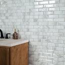 Ivory Amber Beveled Subway 11.81"x11.81" Glass Mesh-Mounted Mosaic Tile Pattern- MSI Collection