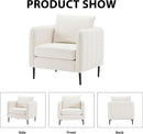 Soft Modern Velvet Accent Chair With Square Arm Beige