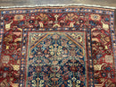 Antique Persian Rug 4x7, Blue and Red Malayer Carpet, Rare