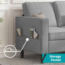 Light Grey Living Room Sofa Set With Movable Ottoman