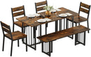 63 Inches Luxurious Farmhouse Dining Table Set Walnut