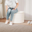 White Round Storage Ottoman Ultra Durable Cozy Elegant