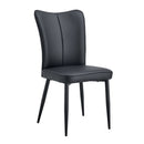 Modern Black PU Chair Set - Four Pieces with Vertical Backrest Design for Kitchen and Living Rooms