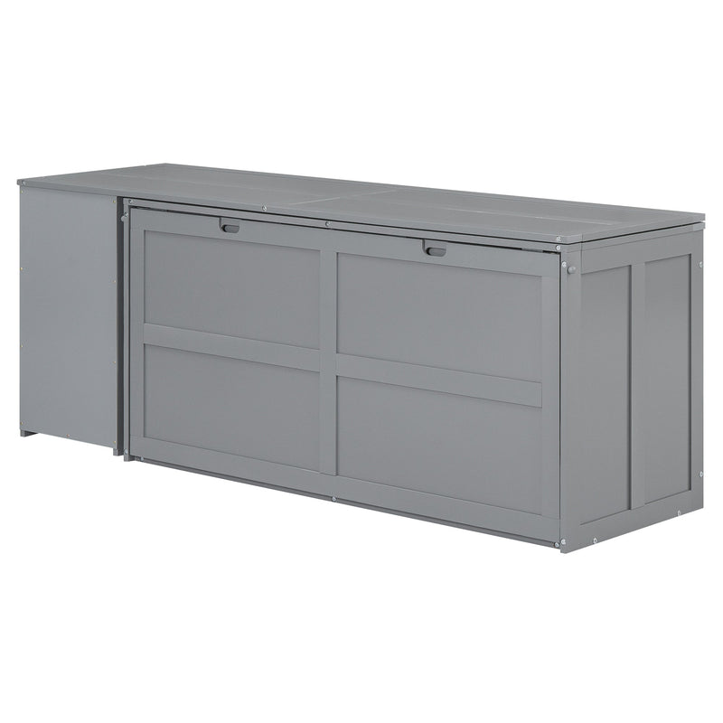 Queen Size Murphy Bed with Rotable Desk, Gray