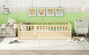Twin Size Floor bed, integral construction with super high security barrier, door, children's floor bed frame, Montessori wooden children's floor bed,Natural Wood