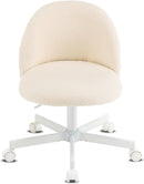 Armless Creamy Beige Teddy Fleece Office Desk Chair With Wheels