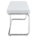 White shoe changing stool, silver metal legs, sofa stool dining chair, suitable for bedroom, fitting room, storage room, dining room, living room. 005