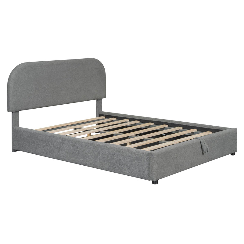 Walker Edison | Teddy Upholstered Full Size Platform Bed with Storage