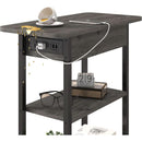 End Table With Charging Station And Flip Top Dark Grey For Small Spaces