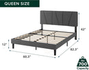 Queen Size Upholstered Bed Frame With Asymmetric Headboard