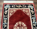 Dark Red Chinese Wool Rug 4x6, Chinese 90 Line Rug, Carving Rug, Handmade, Pair B