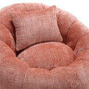 COOLMORE Modern Extra Large Round Bean Bag Chair with Footrest for Living Room, Chenille Fabric Lazy Sofa with Pillow for Adults, Teenagers,Child, Suitable for Bedroom, Dormitory, Study Room