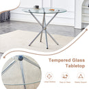Modern Round Clear Glass Dining Table with Unique Silver Metal Legs for 4-6 People