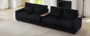 Modern 4-Seater Corduroy Sofa Couch with USB Ports and Hidden Storage in Black