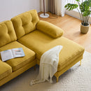 Modern Velvet L-Shaped Sectional Sofa for Living Room or Bedroom, Yellow, 82.6'