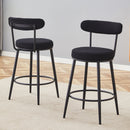 Stylish Ergonomic Bar Chairs Set with Black Breathable Cushions and Metal Legs, 35.5 Inches High, Pack of Two