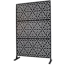 Outdoor & Indoor Privacy Screen Metal Privacy Screen 76' H×48' W, Freestanding Decorative Privacy Screen for Deck Balcony Patio, Privacy Fence Panels for Outside Lawn Garden PS115 BLACK