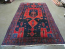 4' 6" X 8' 2" Antique Handmade India Tribal Geometric Wool Rug Red Blue