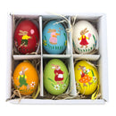 Set of 6 Real Easter Egg Ornaments with Bunnies Decorations