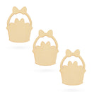 3 Easter Egg Baskets Unfinished Wooden Shapes Craft Cutouts DIY Unpainted 3D Plaques 4 Inches