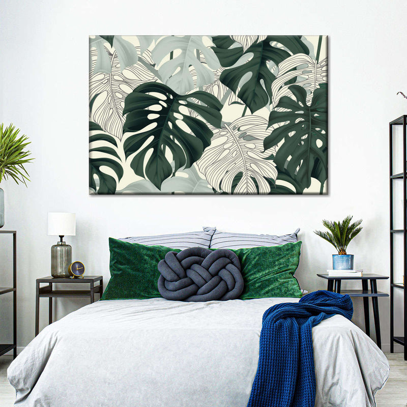 monstera leaf wall hanging Jungle Monstera Leaves Wall Art