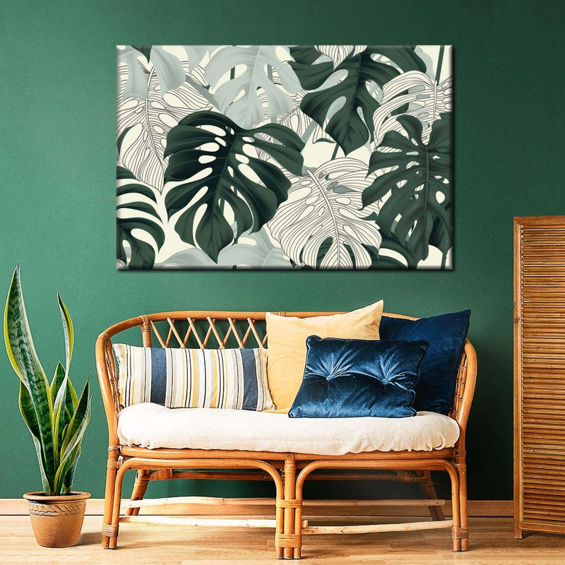 monstera wall decor Jungle Monstera Leaves Wall Art