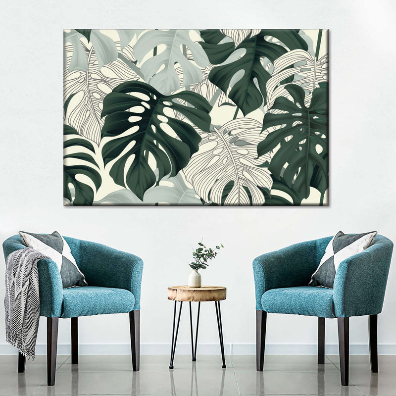 Jungle Monstera Leaves Wall Art