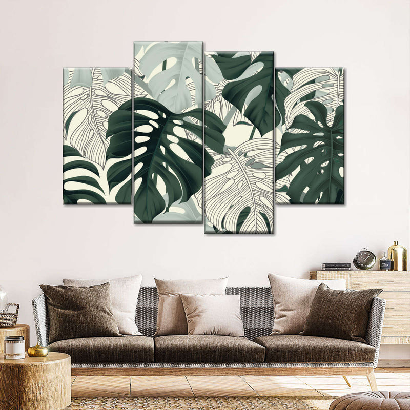 Jungle Monstera Leaves Wall Art