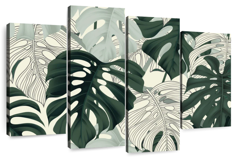 Jungle Monstera Leaves Wall Art