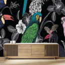 Stylish Dark Wallpaper with Parrots