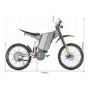 Technical drawing of a bicycle with dimensions labeled