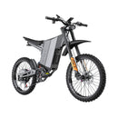 Black electric bike with orange branding on a white background