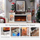 Electric 70-Inch Fireplace TV Stand With Glass Door Storage Cabinet (SAK58627)