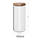 Elegant acacia wood lid glass food storage jars kitchen set