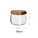 Elegant acacia wood lid glass food storage jars kitchen set