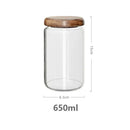 Elegant acacia wood lid glass food storage jars kitchen set