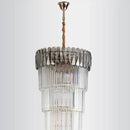Elegant amber & clear crystal led pendant chandelier dining room