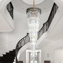 Elegant amber & clear crystal led pendant chandelier dining room