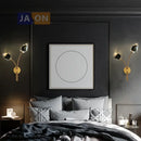 Elegant black and gold crystal stone wall sconce bedroom lamp