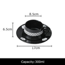 Elegant black and white floral porcelain cup and saucer set dining room
