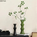 Elegant black bamboo shape ceramic vase living room table decor