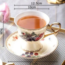 Elegant black & cream fruits pattern ceramic tea set dining room