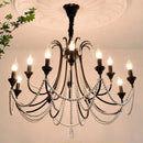 Elegant black crystal chandelier pearl pendant light for living room