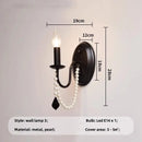 Elegant black crystal chandelier pearl pendant light for living room