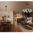 Elegant black dandelion flower chandelier led living room light