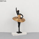 Elegant black & gold ballerina sculpture bedroom marble decor