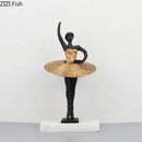 Elegant black & gold ballerina sculpture bedroom marble decor