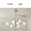 Elegant black gold glass ball chandelier living room light