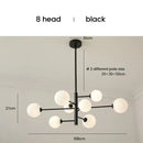 Elegant black gold glass ball chandelier living room light